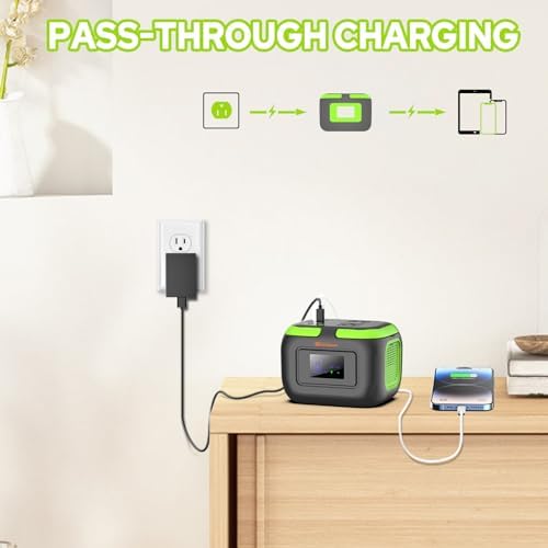 Portable Power Station with Foldable 40W Solar Panel, 300W Solar Powered Generator with Panels,110V AC Outlet Camping Solar Power Bank Generators Battery Pack for Laptop Home RV Outdoor Power Outage
