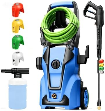 Professional 5000PSI Pressure Washer, Power Washer with Foam Cannon,4 Nozzles,33FT Hose and Soap Bottle, Car/Driveway/Patio Clean,Blue
