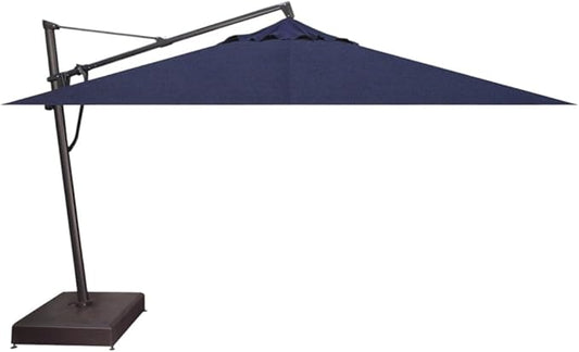 Treasure Garden AKZ PLUS Cantilever Umbrella 10'x13' Rectangular Sunbrella Spectrum Indigo Canopy and Black Frame with Stationary Base