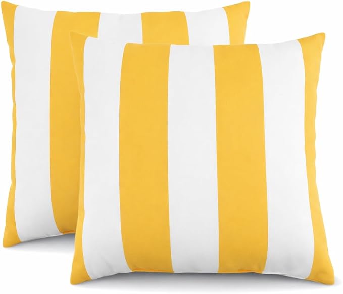 2 Pack Outdoor Throw Pillows, 18x18 Decorative Pillows with Insert, Waterproof Patio Cushions for Garden, Porch, Poolside, Soft Outdoor Pillows Decorative Pillow Covers for Indoor Outdoor