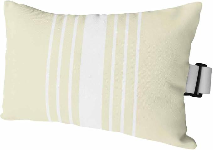 Outdoor Pillow for Lounge Chair with Strap & Insert Cream Vertical Stripes Recliner Head Pillow Classic Striped Waterproof Headrest Patio Lumbar Pillows for Beach Pool Office Chaise Chair 12x20 Inch