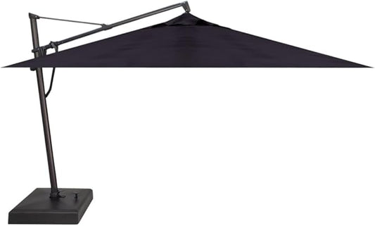 Treasure Garden AKZ PLUS Cantilever Umbrella 10'x13' Rectangular Obravia Navy Canopy and Black Frame with Rolling Base