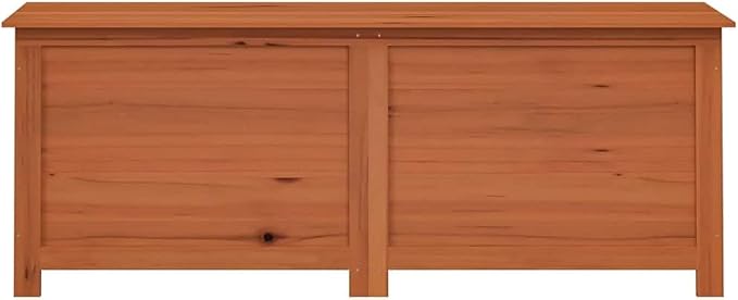 Large Brown Solid Fir Wood Outdoor Cushion Storage Box Deck Container 59.1 x 19.7 x 22 in Rectangular Patio Chest for Garden, Terrace, Poolside