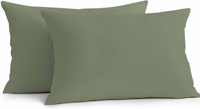 Lumbar Pillow Covers 20x12 Inch Set of 2, Green Solid Color Waterproof Outdoor Pillow Covers, Aesthetics Contemporary Luxury Decorative Cushion Pillowcases for Couch, Sofa, Bed, Garden, Patio