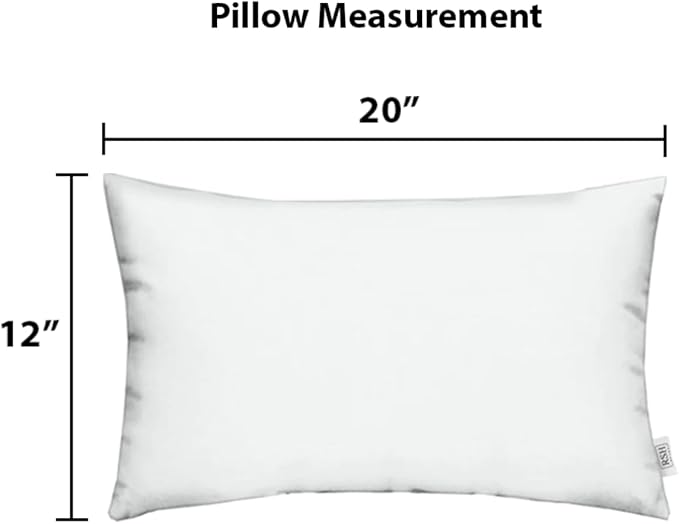RSH DECOR: Sunbrella Lumbar Throw Pillows Set of 4 | 20" x 12" | Water and Fade-Resistant Performance Fabric | Outdoor Pillow Covers with Down-Alternative Inserts | Made in USA (Stitches Mist)