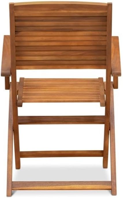 Pemberly Row 5-Piece Patio Dining Set, Rectangular Table and Foldable Chairs, Natural Oil Finish, Contemporary Outdoor Furniture, Compact Design for Modern Patios and Small Gatherings