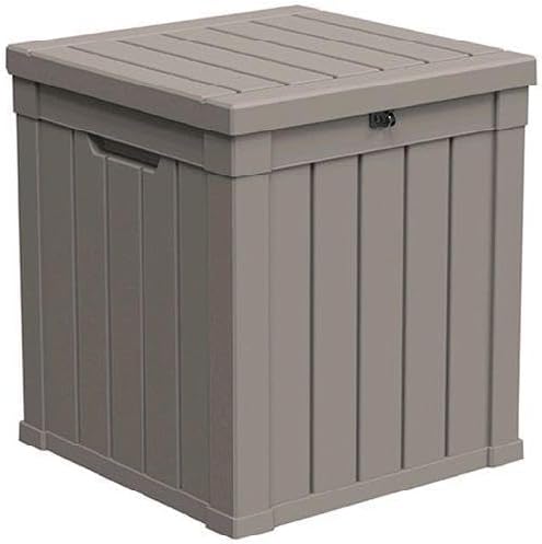 LAUSAINT HOME 50 Gallon Resin Deck Box, Package Delivery Box with Lockable Lid, Waterproof Outdoor Storage Box For Garden Tools, Patio Cushions(50 Gallon,Grey)