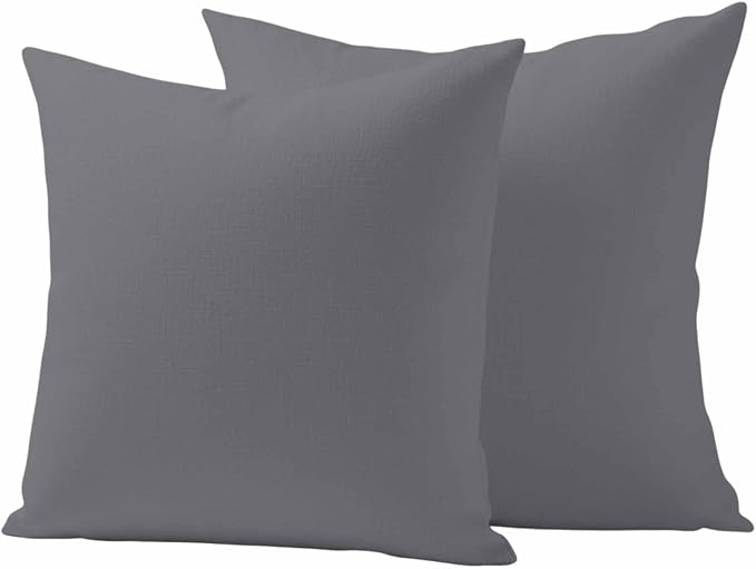 Outdoor Pillow Covers 18 x 18 Inches, Grey Pure Color Waterproof Throw Pillow Cover Set of 2, Aesthetics Contemporary Luxury Decorative Square Cushion Covers for Patio/Couch/Garden