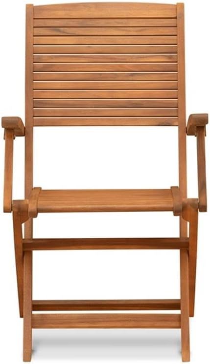 Pemberly Row 5-Piece Patio Dining Set, Rectangular Table and Foldable Chairs, Natural Oil Finish, Contemporary Outdoor Furniture, Compact Design for Modern Patios and Small Gatherings
