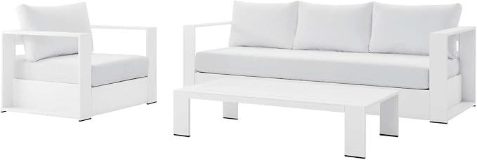 Modway Tahoe Aluminum 3-Piece Outdoor Patio Set in White White