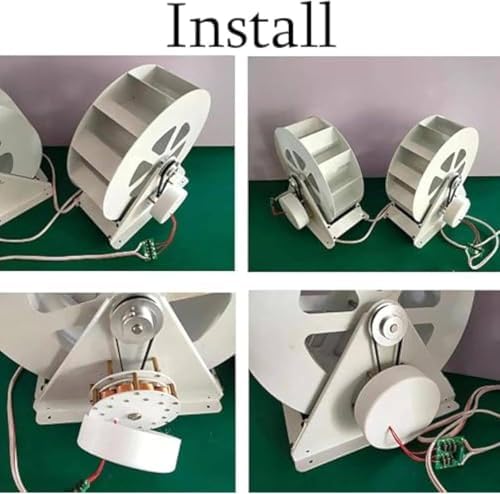 100W Micro Hydro Generator Low Speed Water Wheel Turbine for Outdoor Ditch Stream Power Supply Silent Belt Drive 5-24V Battery Charging Compact Steel Design for Camping Emergency Lighting Portable