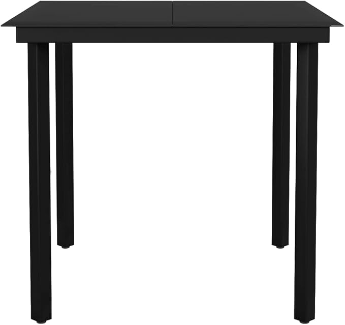 5 Piece Garden Dining Set with Black PE Rattan and Glass Top, Modern Outdoor Patio Dining Table and 4 Chairs, Compact 31.5 x 31.5 x 29.1 in. Table for Small Spaces