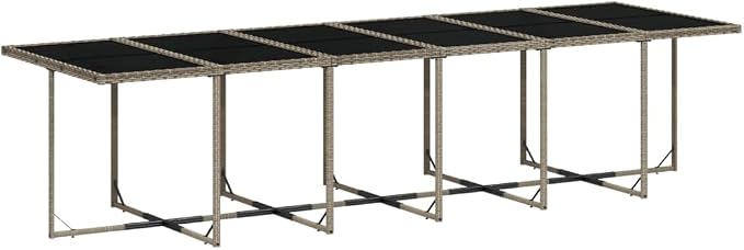 13 Piece Patio Dining Set, 12-Seater Outdoor Furniture, PE Rattan Garden Table and Chairs, Space-Saving Foldable Cube Seating with Cushions, Gray