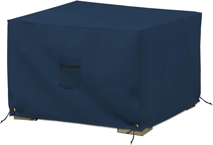 Covers & All Outdoor Ottoman Cover, 12 Oz PVC Polyester, Waterproof Ottoman Slipcover Resists Tear and UV, Square Patio Furniture Covers for Indoor/Outdoor Use (23"L x 23"W x 18"H, Blue)