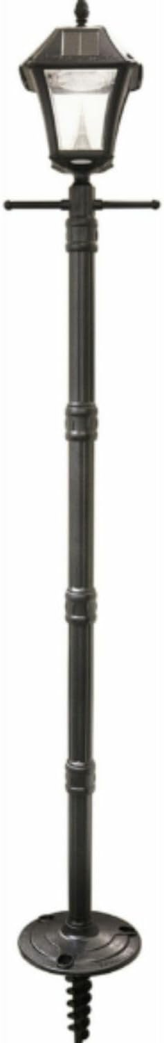 Gama Sonic Black Outdoor Solar Baytown II EZ Anchor Lamp Post, Bright White LED with EZ Anchor