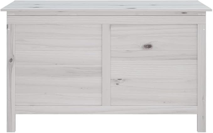 Outdoor Storage Box 39x19.5x23 Inch White Garden Deck Chest Solid Fir Wood Furniture for Cushion Patio Backyard Organization