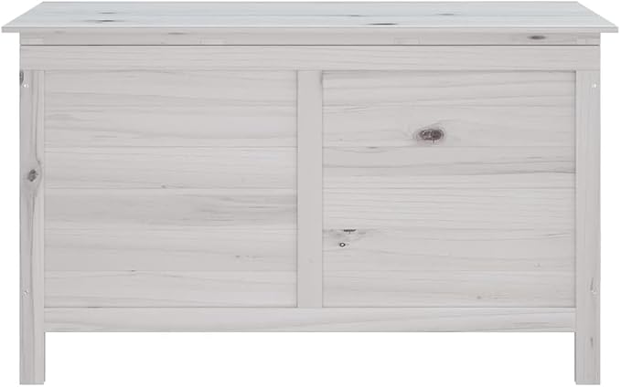 Outdoor Garden Storage Box, Large Wood Deck Bin for Patio Cushions, Tools, and Backyard Toys, White 39 x 19.5 x 23 Inch
