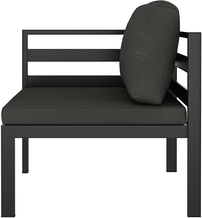 5-Piece Modular Garden Lounge Set, Anthracite Aluminum Patio Furniture Sectional Couch with Cushions, Includes 2 Corner Sofas, 2 Middle Sofas and 1 Table for Yard Balcony
