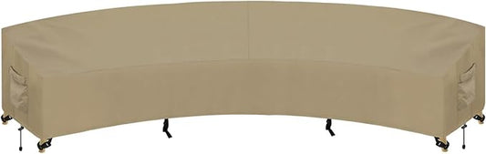 PureFit Outdoor Sectional Sofa Cover Waterproof Curved Patio Furniture Covers for Deck, Lawn and Backyard, 190Lx36Dx39Hx128FL, Camel