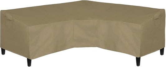 Easy-Going 600D Patio V-Shaped Sectional Sofa Cover, Waterproof Outdoor Sectional Cover,Heavy Duty Garden Furniture Cover with Air Vent 100" L (on Each Side) x 33.5" D x 31" H, Camel