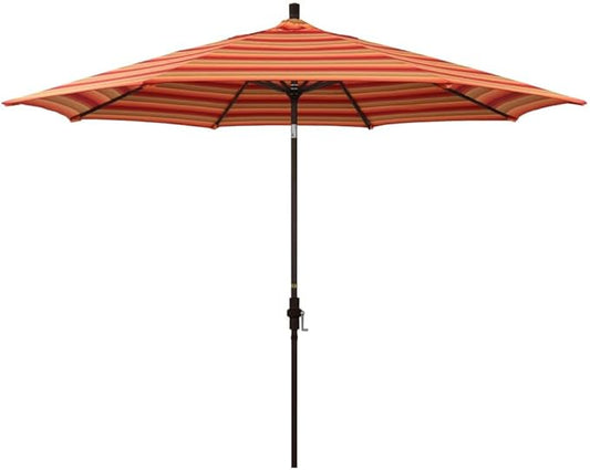 California Umbrella 11' Rd Tahoe Series Aluminum Patio Umbrella, Crank Lift, Collar Tilt, Bronze Finish