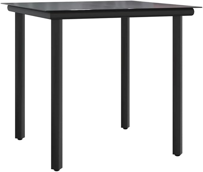 BOWERY HILL 5-Piece Poly Rattan Patio Dining Set, Black Powder-Coated Steel, Tempered Glass Tabletop, Compact 31.5 in x 31.5 in Table, Outdoor Garden Furniture for Relaxed or Classy Entertaining