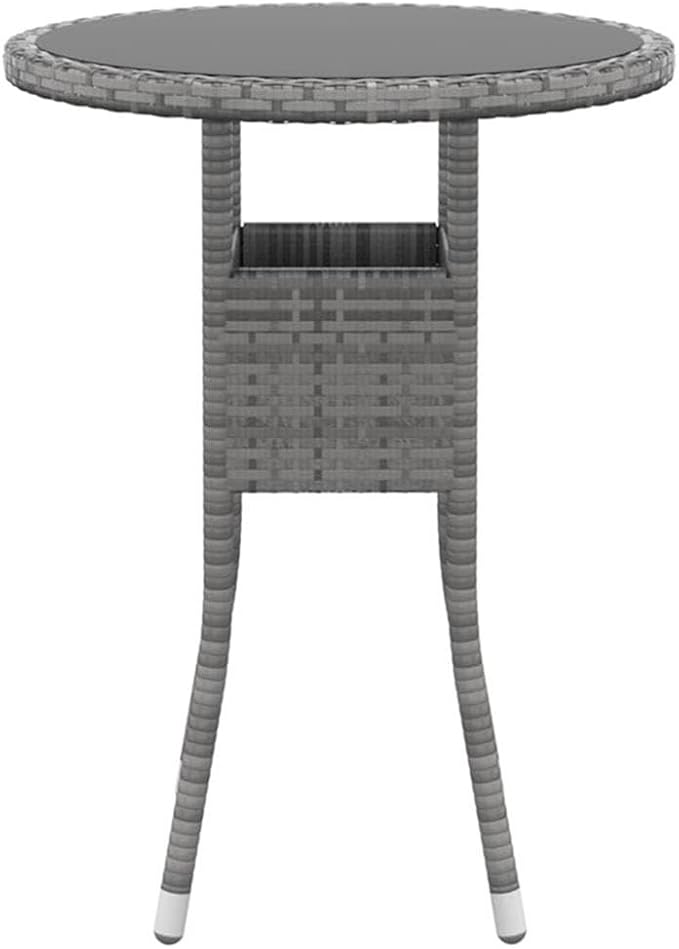 Afuera Living 3 Piece Garden Dining Set, Gray Poly Rattan, Tempered Glass Table, Cushioned Chairs, Compact and Durable Outdoor Patio Furniture for Small Gatherings