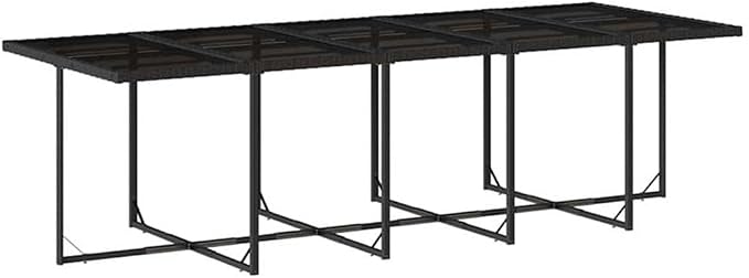 Afuera Living 11-Piece Poly Rattan Garden Dining Set, Black/Cream White, UV-Resistant, Powder-Coated Finish, Rectangular Table with Cushioned Chairs, Outdoor Patio Furniture for Garden or Terrace