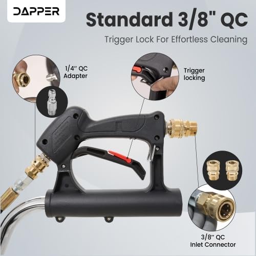 Dapper Supply 20 in. Pressure Washer Surface Cleaner in Stainless Steel w/Handles & Wheels, 4350 Max PSI, 3/8" Connector & 2 Adapters Ideal for Driveways, Sidewalks, Patios, Decks