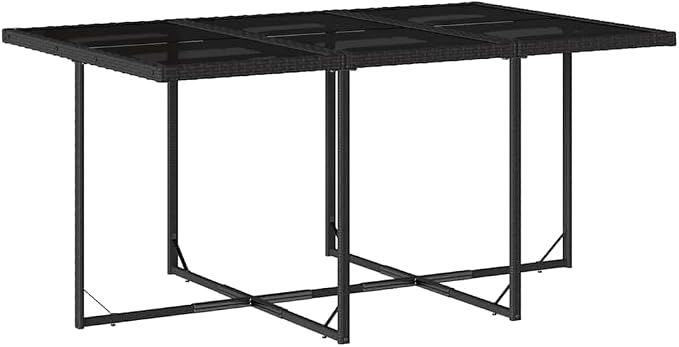 11 Piece Garden Dining Set, 10 Seater Outdoor PE Rattan Dining Table and Chairs with Washable Cushions, Space Saving Furniture Set for Patio Terrace and Backyard, Black and Cream