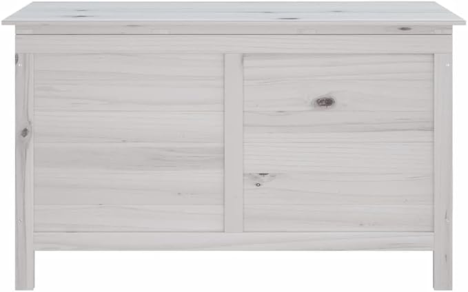 White Outdoor Storage Box 39x19.5x23 Inch Solid Fir Wood Patio Furniture Cushion Organizer with Slatted Bottom for Garden Toys Deck Backyard
