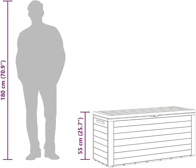 76 Gallon Deck Box Brown Polypropylene Outdoor Storage Box 45.7x45.7x21.7 in All Weather Patio Storage Chest for Cushions Tools Poolside Garden Balcony
