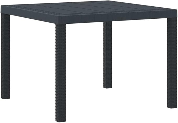 Afuera Living 5-Piece Poly Rattan Patio Dining Set, Anthracite Finish, UV-Resistant Material, Cushioned Armchairs, Square Table, Weather-Resistant Outdoor Furniture for Terrace or Garden Dining