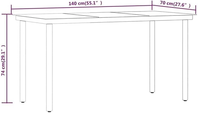 Afuera Living 7-Piece Garden Dining Set, Gray and Black Finish, PE Rattan and Powder-Coated Steel, 55.1 in Rectangular Table, Weather-Resistant, Modern Patio or Terrace Furniture, Seats 6