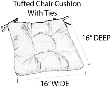RSH DECOR Indoor Outdoor Blue Prints - Set of 2 Tufted Chair Cushions with Ties, Weather Resistant - Choose Color & Size (Copeland Caribe Blue Teal Yellow Floral, 16"x16")