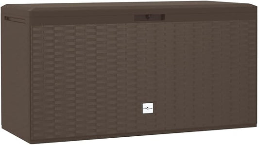Patio Storage Box Brown 44.9x18.5x23.6 Inch PP Storage Chest for Cushions Pillows Blankets Garden Toolbox