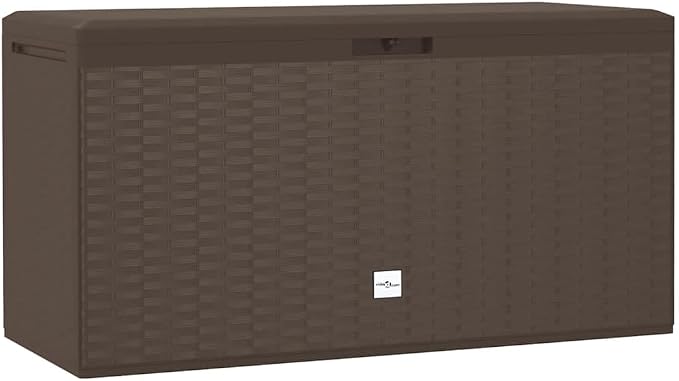 Brown 44.9 x 44.9 x 23.6 in Garden Storage Box 290 L Polypropylene Deck Box for Patio, Balcony and Garage