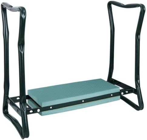 Garden Bench Foldable Stool Padded seat Cushion and Tool Bag