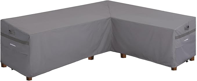 Sectional Outdoor Furniture Cover Waterproof, Right Facing Patio Deck Lounge Set Sofa Covers Grey L Shaped 106''L x 85''L x 34''D x 31''/26''H