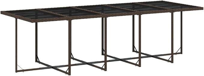 15 Piece Outdoor Patio Dining Set, Large 14-Seater PE Rattan Garden Furniture with Cushions, Foldable Chairs for Backyard Lawn Poolside, Brown