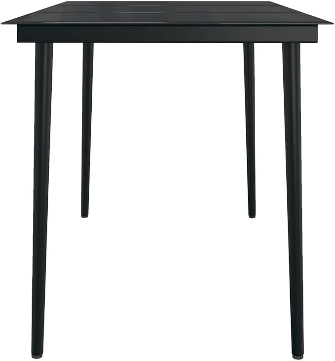 5 Piece Patio Dining Set Black Outdoor Dining Table and Chairs Set with Glass Top Steel Frame for Backyard Lawn Garden Porch BBQ