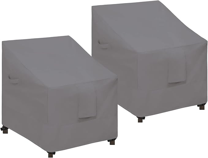 Easy-Going Waterproof Patio Chair Cover UV Resistant Outdoor Chair Cover Weatherproof Lawn Patio Furniture Cover with Tape Sealed Seam (2 Pack-32Wx37Dx36H inch, Grey)