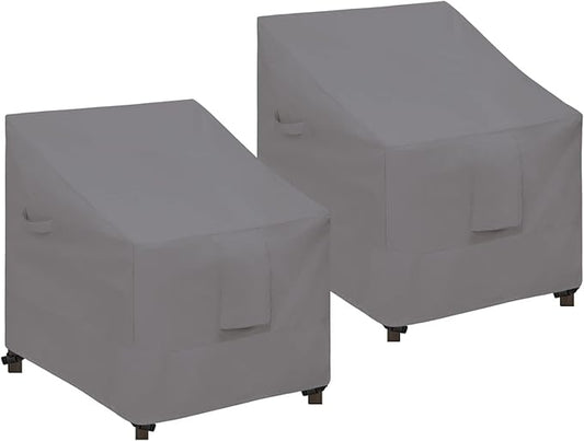 Easy-Going Waterproof Patio Chair Cover UV Resistant Outdoor Chair Cover Weatherproof Lawn Patio Furniture Cover with Tape Sealed Seam (2 Pack-33Wx34Dx31H inch, Grey)