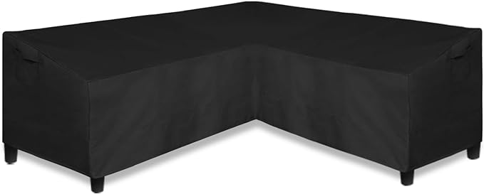 Easy-Going 600D Patio V-Shaped Sectional Sofa Cover, Heavy Duty Outdoor Sectional Cover, Waterproof Furniture Cover with Air Vent 85" L (on Each Side) x 33.5" D x 31" H, Black
