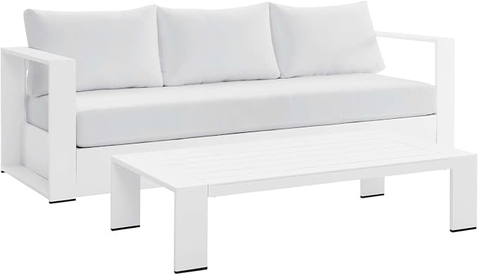 Modway Tahoe Aluminum 2-Piece Outdoor Patio Set in White White