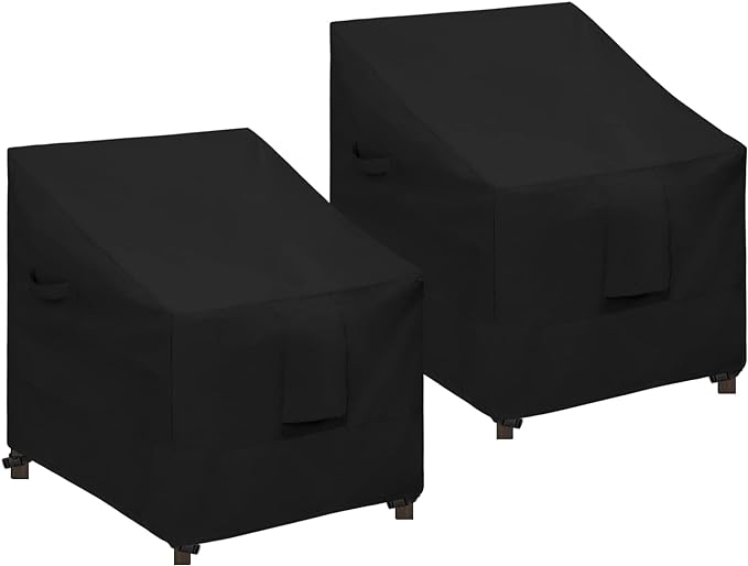 Easy-Going Waterproof Patio Chair Cover UV Resistant Outdoor Chair Cover Weatherproof Lawn Patio Furniture Cover with Tape Sealed Seam (2 Pack-33.5Wx31.5Dx36H inch, Black)