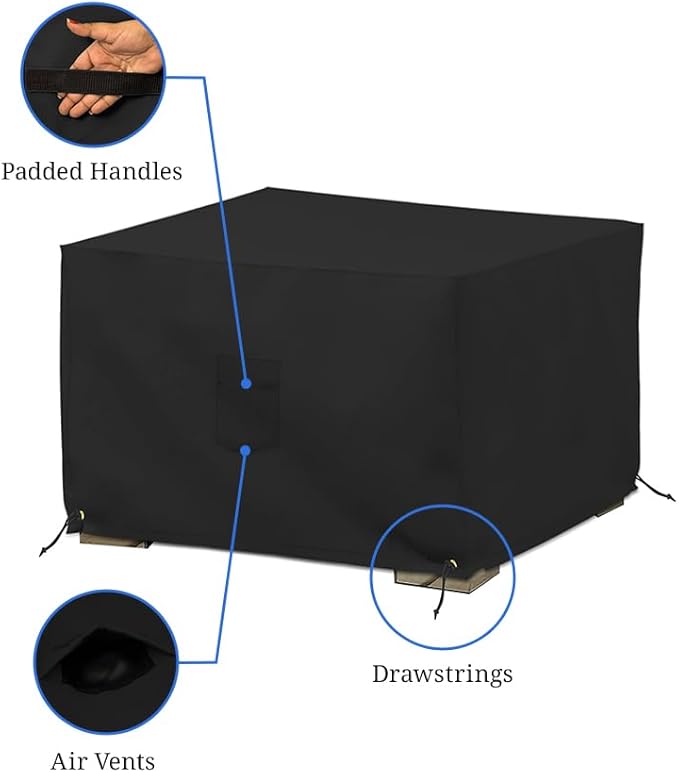 Covers & All Outdoor Ottoman Cover, 12 Oz PVC Coated Polyester, Waterproof Ottoman Slipcover, Square Patio Furniture Covers Suitable for Indoor and Outdoor Use (26" L x 26" W x 18" H, Black)