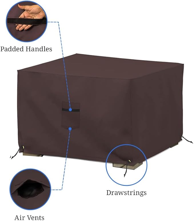 Covers & All Outdoor Ottoman Cover, 12 Oz PVC Polyester, Waterproof Ottoman Slipcover Resists Tear and UV, Square Patio Furniture Covers for Indoor/Outdoor Use (23" L x 23" W x 18" H, Coffee)