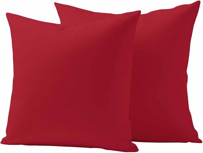 Red Outdoor Pillow Covers 26"x26" Set of 2, Solid Color Waterproof Throw Pillow Covers for Patio Furniture, Decorative Cushion Covers for Porch