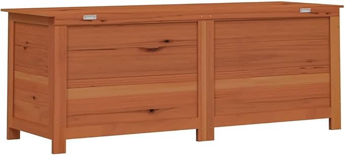 Solid Fir Wood Garden Storage Box for Cushions, Pillows, and Blankets, Brown Outdoor Patio Bench with Ample Space